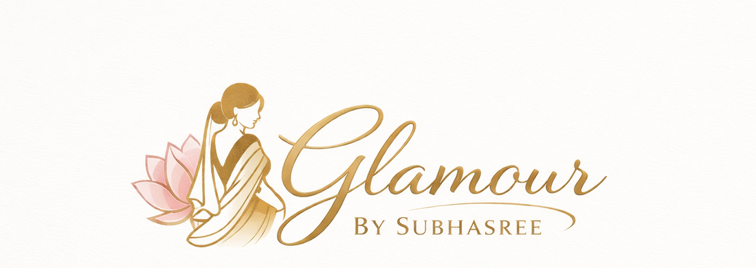 Glamour by Subhasree brand logo with color swatches on a white background